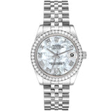 Rolex Datejust 31 Gold Steel Mother of Pearl VI Diamond Dial Bezel Watch 178384