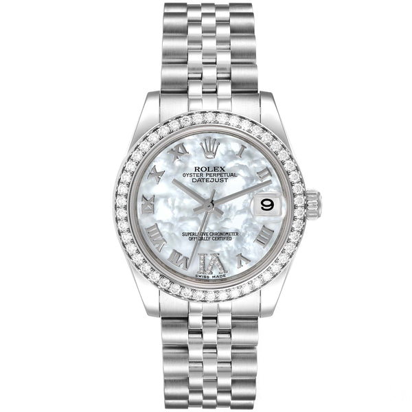 Rolex Datejust 31 Gold Steel Mother of Pearl VI Diamond Dial Bezel Watch 178384