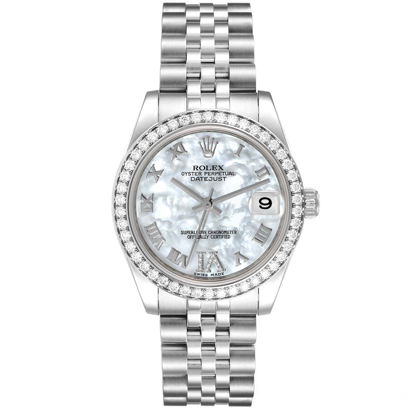 Rolex Datejust 31 Gold Steel Mother of Pearl VI Diamond Dial Bezel Watch 178384