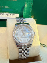 Rolex Datejust 31 Gold Steel Mother of Pearl VI Diamond Dial Bezel Watch 178384