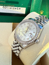 Rolex Datejust 31 Gold Steel Mother of Pearl VI Diamond Dial Bezel Watch 178384