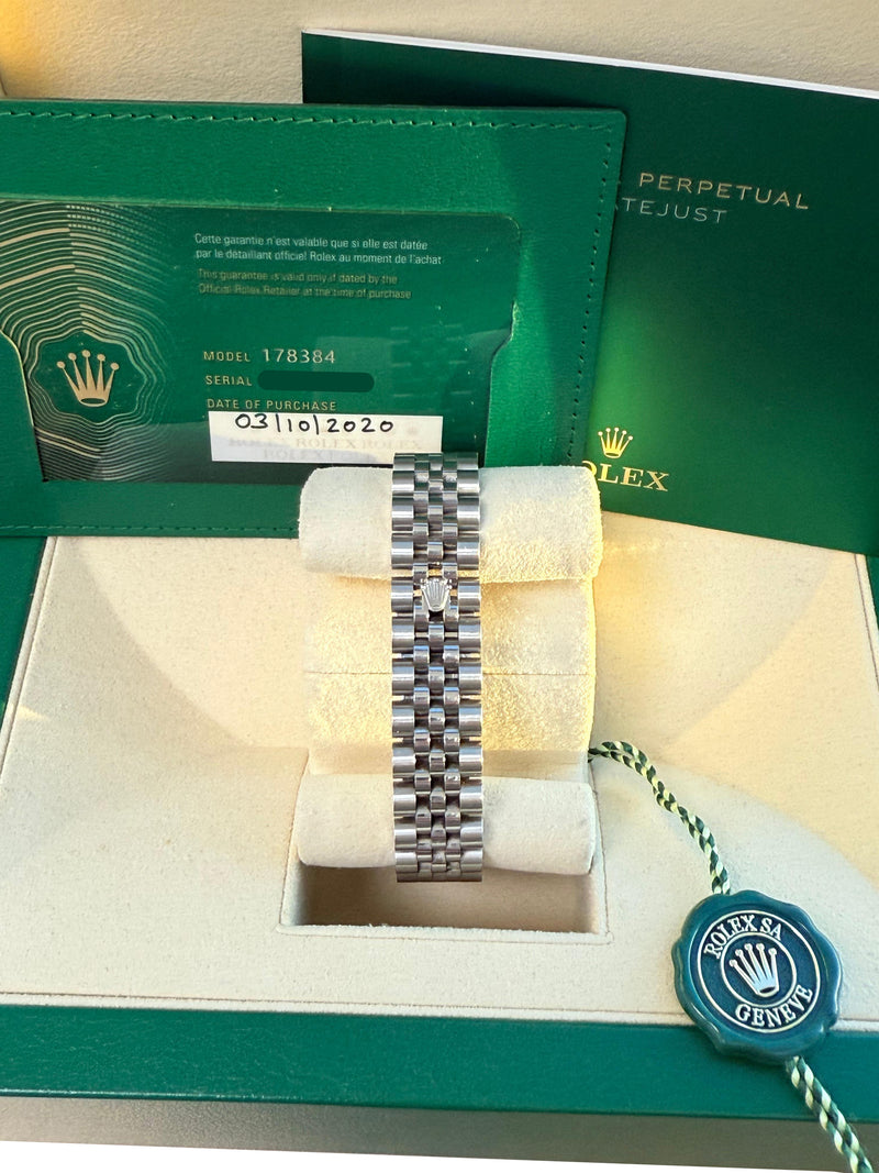 Rolex Datejust 31 Gold Steel Mother of Pearl VI Diamond Dial Bezel Watch 178384