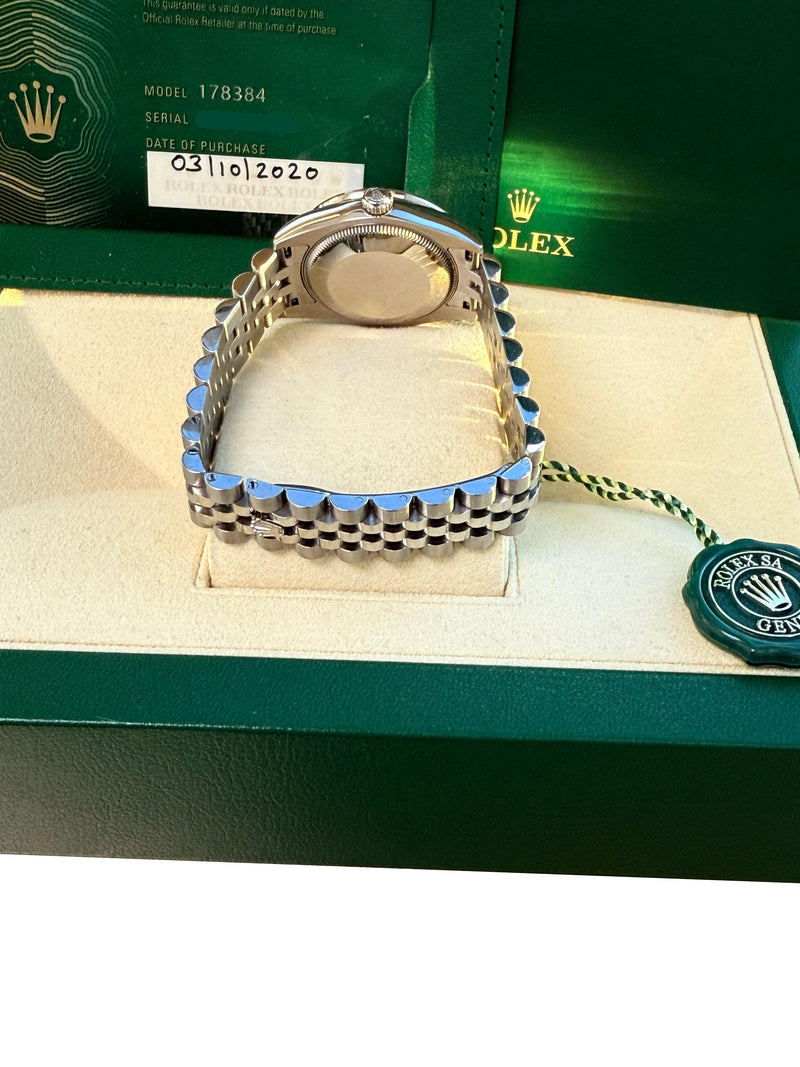 Rolex Datejust 31 Gold Steel Mother of Pearl VI Diamond Dial Bezel Watch 178384