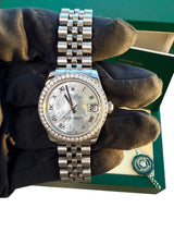 Rolex Datejust 31 Gold Steel Mother of Pearl VI Diamond Dial Bezel Watch 178384