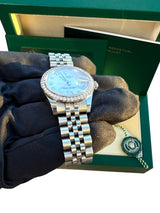 Rolex Datejust 31 Gold Steel Mother of Pearl VI Diamond Dial Bezel Watch 178384
