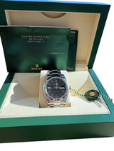 Rolex Datejust II Black Roman Dial Fluted Bezel Steel White Gold Watch 116334