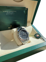 Rolex Datejust II Black Roman Dial Fluted Bezel Steel White Gold Watch 116334