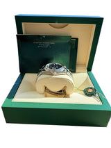 Rolex Datejust II Black Roman Dial Fluted Bezel Steel White Gold Watch 116334