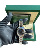 Rolex Datejust II Black Roman Dial Fluted Bezel Steel White Gold Watch 116334