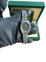 Rolex Datejust II Black Roman Dial Fluted Bezel Steel White Gold Watch 116334