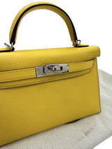 Hermes Mini Kelly II 20 Verso Jaune Ambre Rose Tyrien Chévre Palladium Hardware