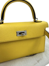 Hermes Mini Kelly II 20 Verso Jaune Ambre Rose Tyrien Chévre Palladium Hardware