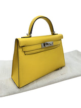 Hermes Mini Kelly II 20 Verso Jaune Ambre Rose Tyrien Chévre Palladium Hardware