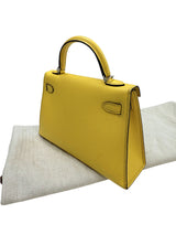 Hermes Mini Kelly II 20 Verso Jaune Ambre Rose Tyrien Chévre Palladium Hardware