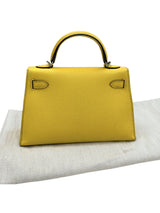 Hermes Mini Kelly II 20 Verso Jaune Ambre Rose Tyrien Chévre Palladium Hardware