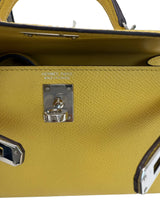 Hermes Mini Kelly II 20 Verso Jaune Ambre Rose Tyrien Chévre Palladium Hardware