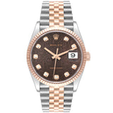 Rolex Datejust 36mm Chocolate Anniversary Steel Rose Gold Diamond Watch 126231