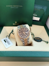 Rolex Datejust 36mm Chocolate Anniversary Steel Rose Gold Diamond Watch 126231
