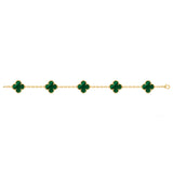 Van Cleef & Arpels Vintage Alhambra Malachite 5 Motifs Bracelet 18K Yellow Gold