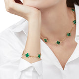 Van Cleef & Arpels Vintage Alhambra Malachite 5 Motifs Bracelet 18K Yellow Gold