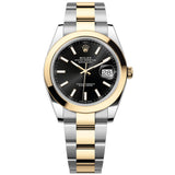 Rolex Datejust 41mm Steel 18K Yellow Gold Black Dial Men's Oyster Watch 126303
