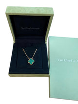 Van Cleef & Arpels Vintage Alhambra Malachite Pendant 18K Yellow Gold