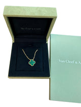 Van Cleef & Arpels Vintage Alhambra Malachite Pendant 18K Yellow Gold