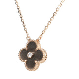 Van Cleef & Arpels Vintage 2023 Holiday Alhambra Obsidian Pendant 18K Rose Gold