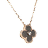 Van Cleef & Arpels Vintage 2023 Holiday Alhambra Obsidian Pendant 18K Rose Gold
