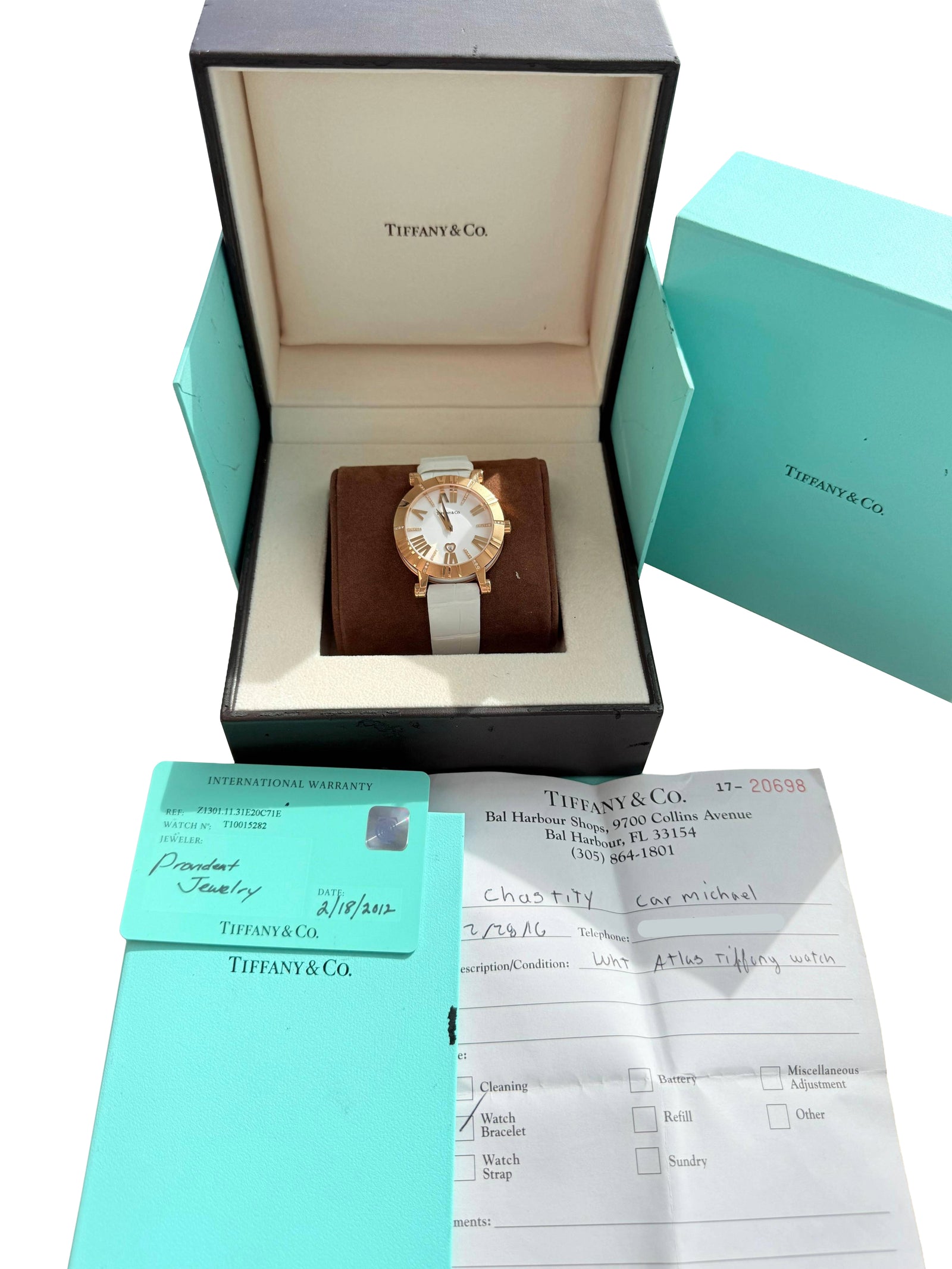 Tiffany & Co. Atlas Lady 36mm 18K Rose Gold Diamond Watch Z1301