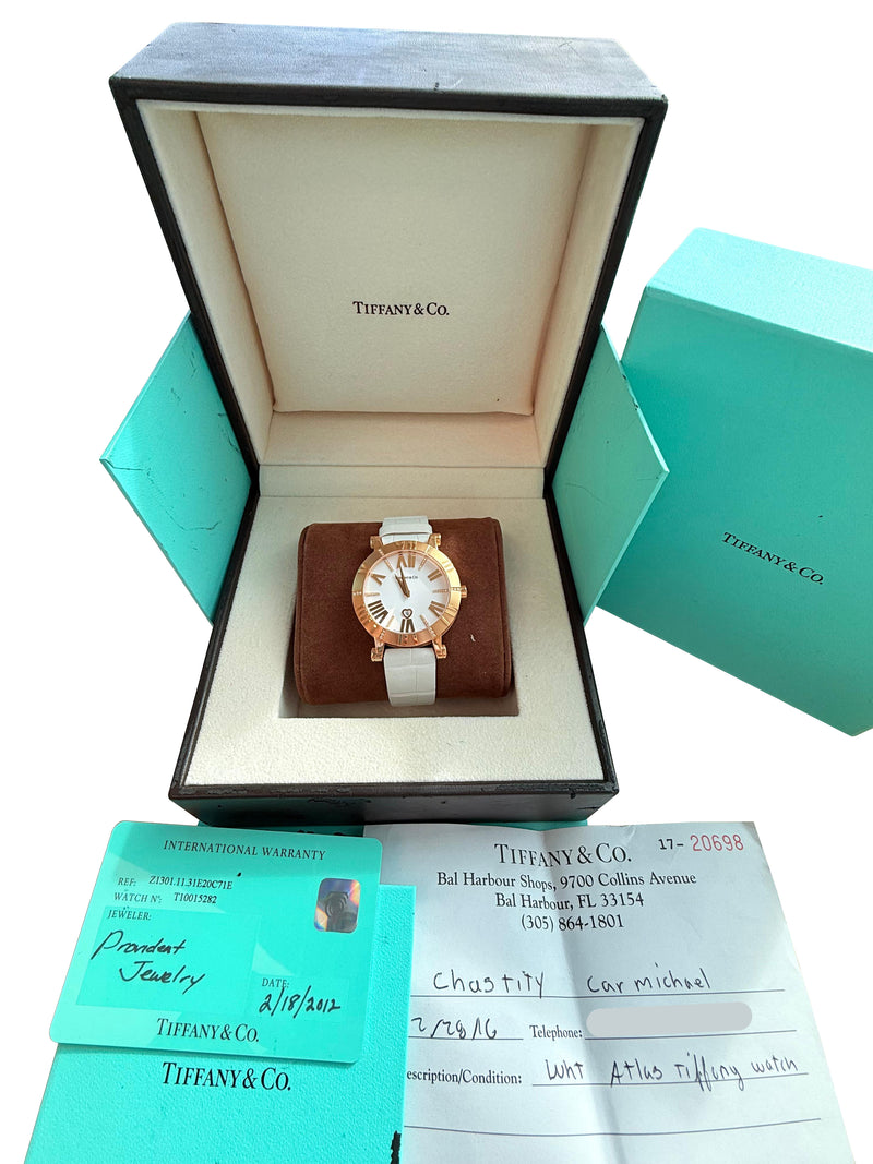 Tiffany & Co. Atlas Lady 36mm 18K Rose Gold Diamond Watch Z1301