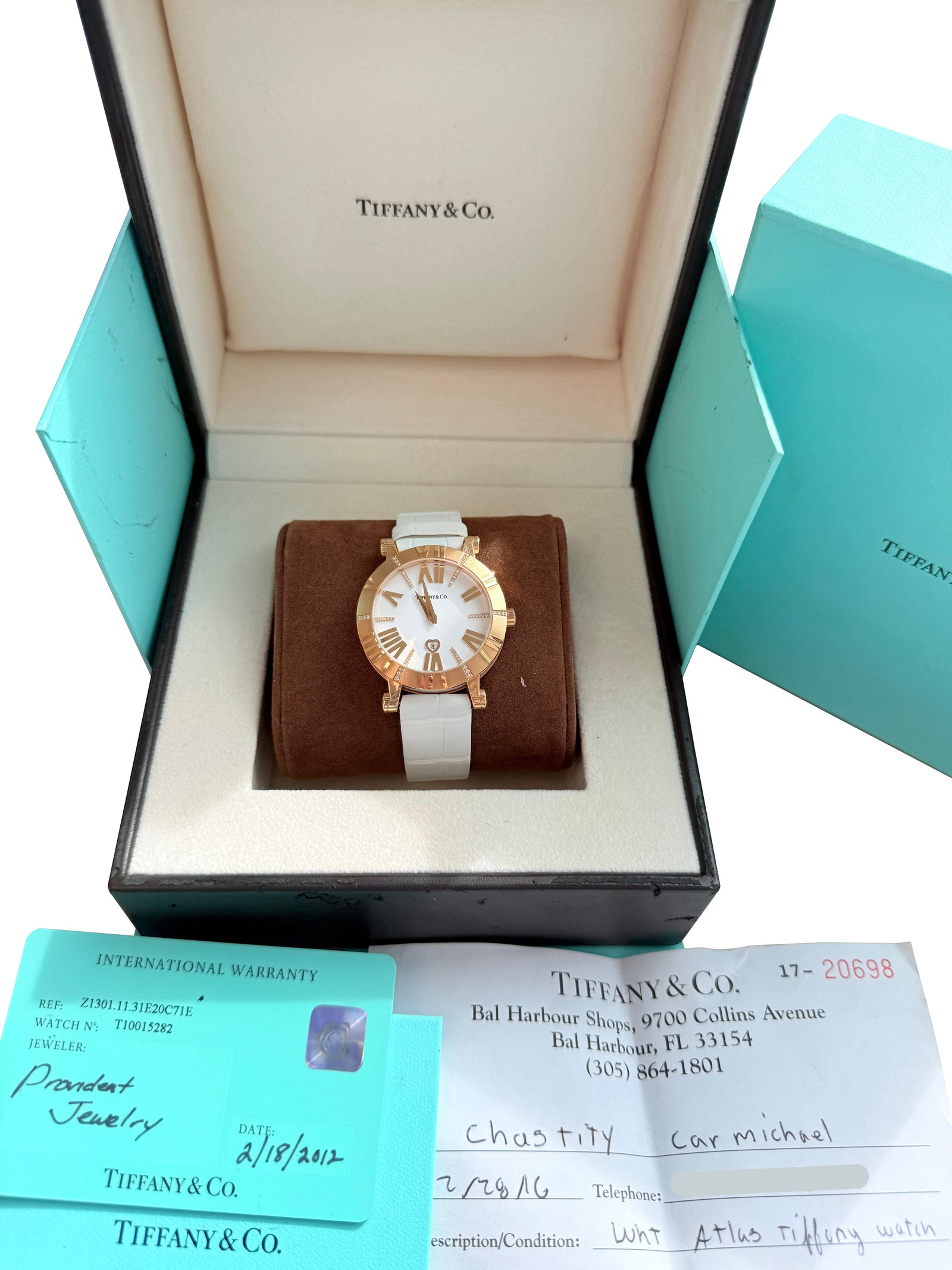 Tiffany & Co. Atlas Lady 36mm 18K Rose Gold Diamond Watch Z1301