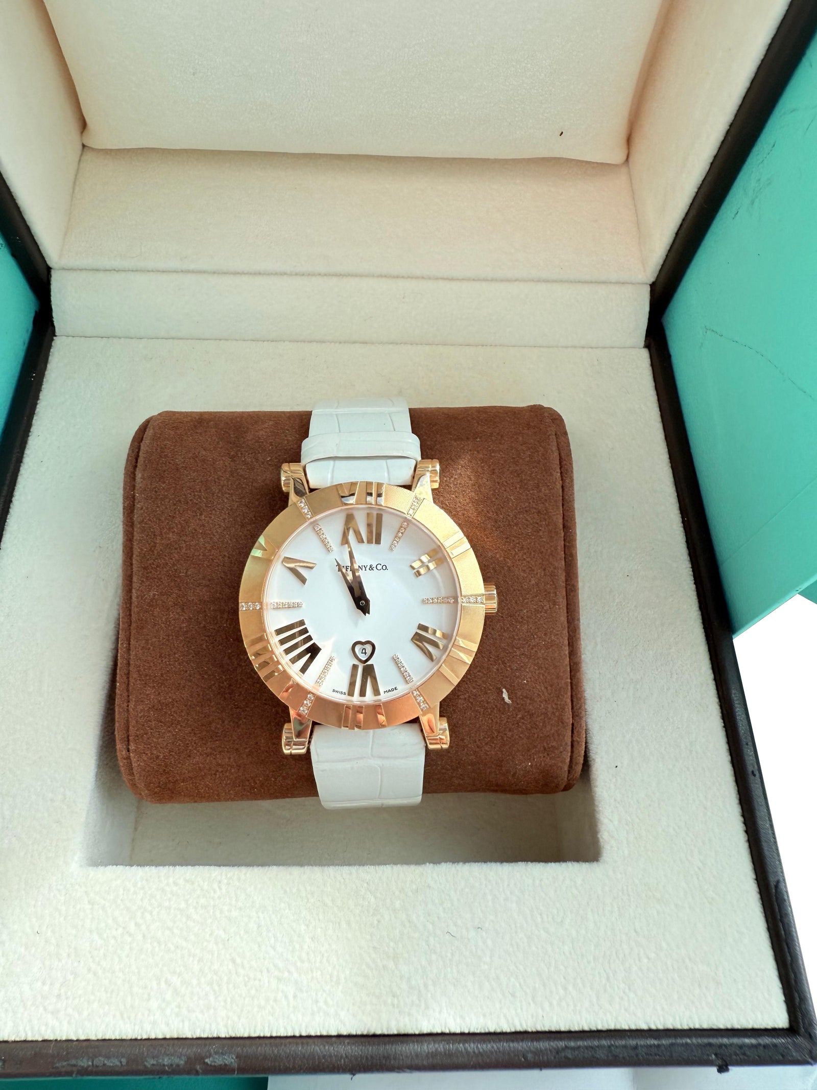 Tiffany & Co. Atlas Lady 36mm 18K Rose Gold Diamond Watch Z1301