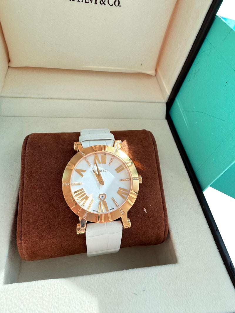 Tiffany 8/1まで Tiffany & Co. Atlas Lady 36mm 18K Rose Gold Diamond Watch Z1301