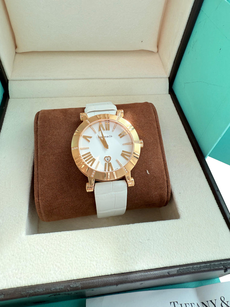 Tiffany & Co. Atlas Lady 36mm 18K Rose Gold Diamond Watch Z1301