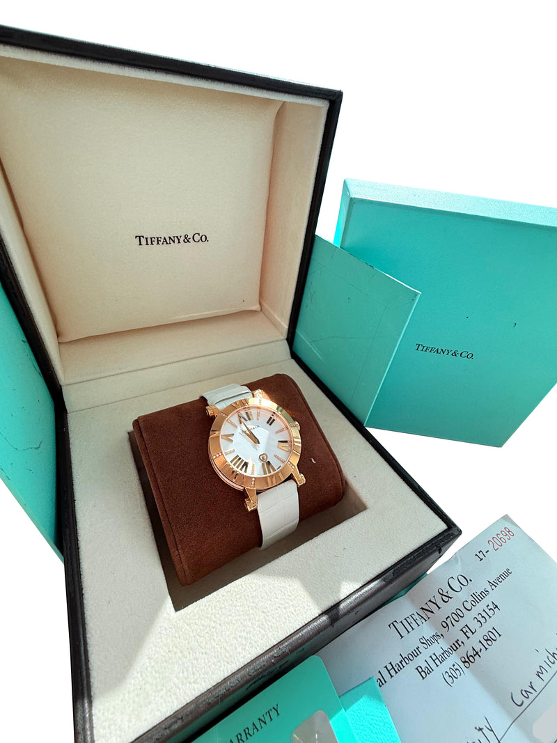 Tiffany & Co. Atlas Lady 36mm 18K Rose Gold Diamond Watch Z1301