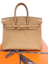 Hermes Birkin 25 Biscuit Togo Leather With Gold Hardware Handbag