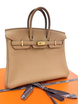 Hermes Birkin 25 Biscuit Togo Leather With Gold Hardware Handbag