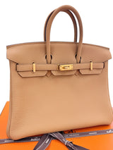 Hermes Birkin 25 Biscuit Togo Leather With Gold Hardware Handbag