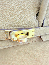 Hermes Birkin 25 Biscuit Togo Leather With Gold Hardware Handbag