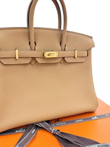 Hermes Birkin 25 Biscuit Togo Leather With Gold Hardware Handbag