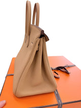 Hermes Birkin 25 Biscuit Togo Leather With Gold Hardware Handbag