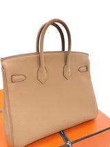 Hermes Birkin 25 Biscuit Togo Leather With Gold Hardware Handbag