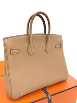 Hermes Birkin 25 Biscuit Togo Leather With Gold Hardware Handbag