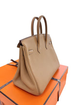Hermes Birkin 25 Biscuit Togo Leather With Gold Hardware Handbag