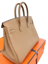 Hermes Birkin 25 Biscuit Togo Leather With Gold Hardware Handbag