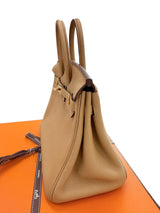 Hermes Birkin 25 Biscuit Togo Leather With Gold Hardware Handbag
