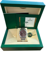 Rolex Oyster Perpetual 39mm Purple Grape Dial Steel Automatic Men's Watch 114300