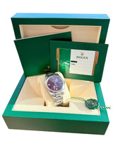 Rolex Oyster Perpetual 39mm Purple Grape Dial Steel Automatic Men's Watch 114300