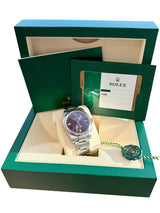 Rolex Oyster Perpetual 39mm Purple Grape Dial Steel Automatic Men's Watch 114300